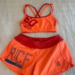 Reebok CrossFit shorts and sports bra set, both size XS